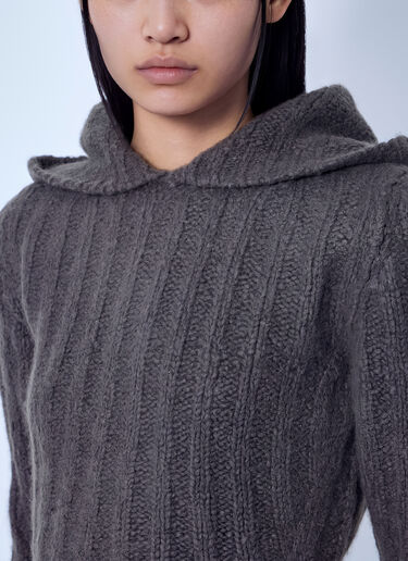 LN-CC® - Rick Owens: Long Sleeve Cropped Hooded Top - Grey Rick Owens Long Sleeve Cropped Hooded Top Grey ric0266006