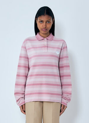 Prada Striped Piqué Polo Shirt Grey pra0264005