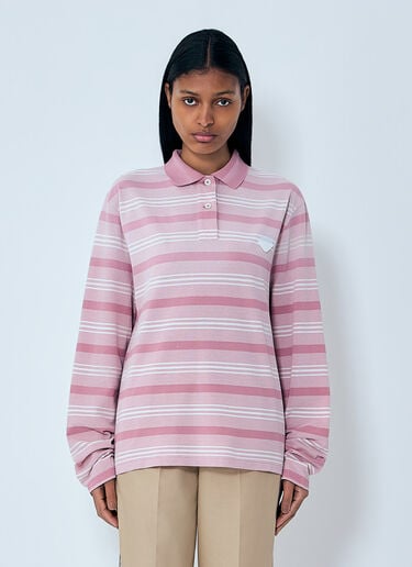Prada Striped Piqué Polo Shirt Grey pra0264005