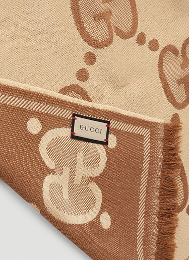 Gucci GG Jacquard Wool Scarf Brown guc0245239