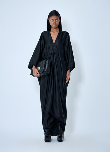 Rick Owens Silk Draped Maxi Dress Black ric0263036