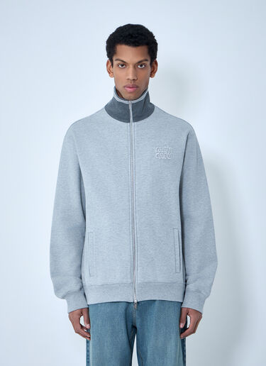 Miu Miu Logo Motif Zip-Up Sweatershirt Grey miu0164010