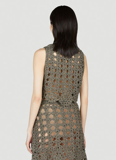 GANNI Crochet V- Neck Top Brown gan0253094