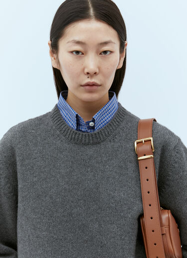 Logo Plaque Leather Shoulder Bag Miu Miu Logo Plaque Leather Shoulder Bag Brown miu0254086