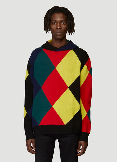 Pringle of Scotland Harlequin Argyle Hooded Sweater Black pos0340006