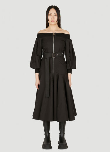 Off Shoulder Godet Dress Alexander McQueen Off Shoulder Godet Dress Black amq0247022