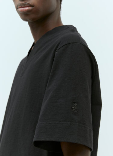 Jil Sander V 넥 티셔츠  블랙 jil0155010