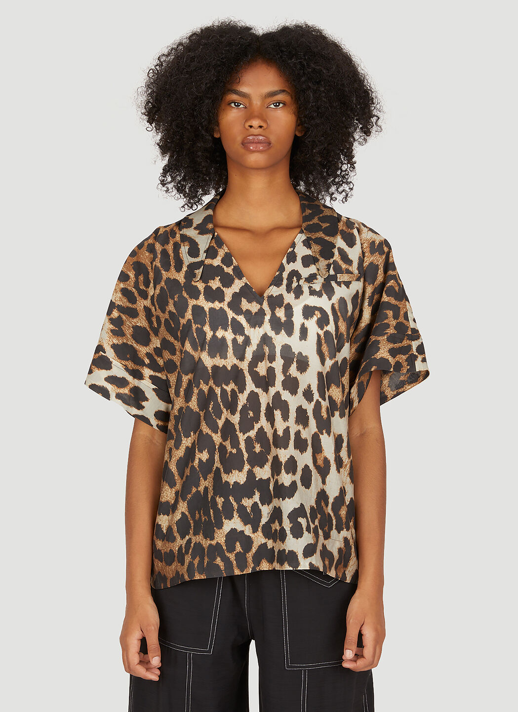 Ganni blouse sales leopard