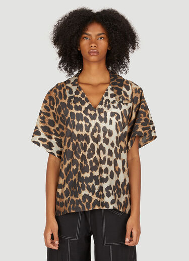 GANNI Leopard Print Top Brown gan0249038