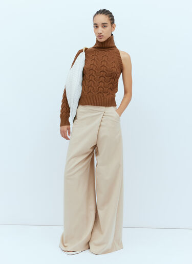 원-슬리브 케이블 니트 스웨터 Max Mara 원-슬리브 케이블 니트 스웨터 브라운 max0254043