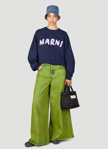 Marni Logo Print Sweatshirt Blue mni0255006