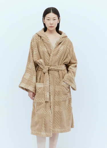 Check Cotton Jacquard Hooded Robe Burberry Check Cotton Jacquard Hooded Robe Beige bur0352001