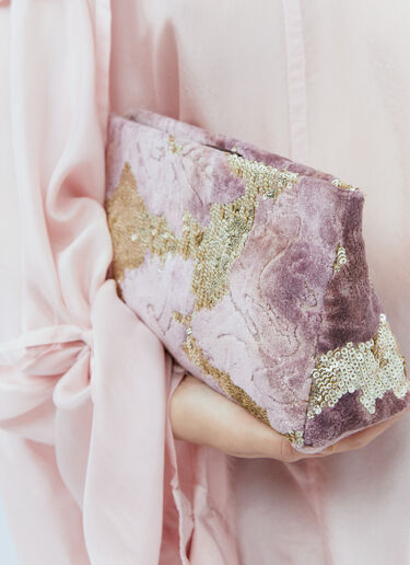 Dries Van Noten スパンコール付きベロア製クラッチ ピンク dvn0254056