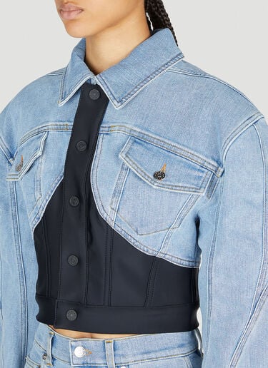 Mugler Corset Panel Denim Jacket Blue mug0252037