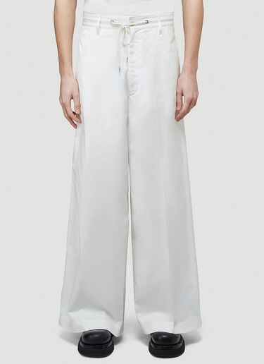 2 Moncler 1952 Sportivo Wide-Leg Pants White mnt0144006