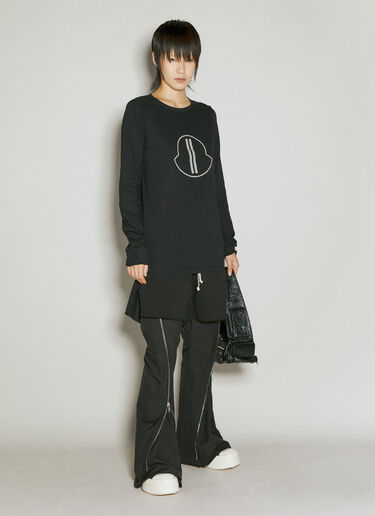 Moncler + Rick Owens 徽标贴花长袖 T 恤 黑色 mcs0355010