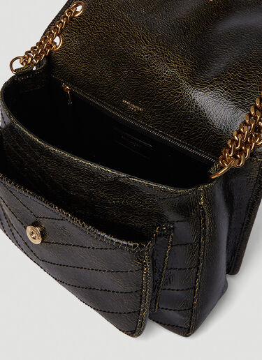 Saint Laurent Niki Cracked Leather Shoulder Bag Black sla0250043