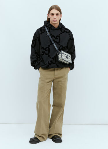 Gucci GG Flocked Print Hooded Sweatshirt Black guc0155048