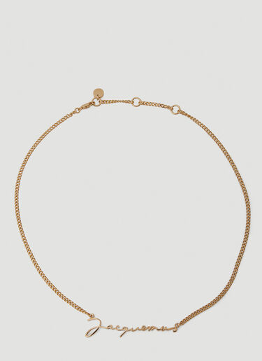 Jacquemus Logo Plaque Necklace Gold jac0250057