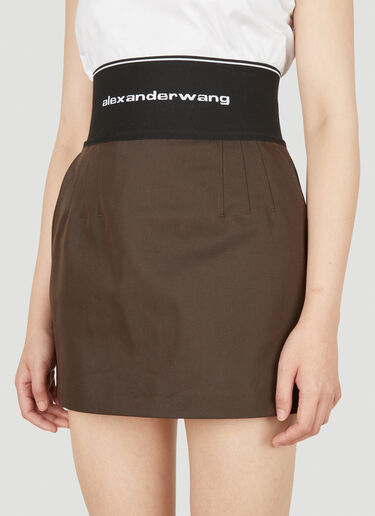 Alexander Wang Logo Waistband Skirt Brown awg0249006
