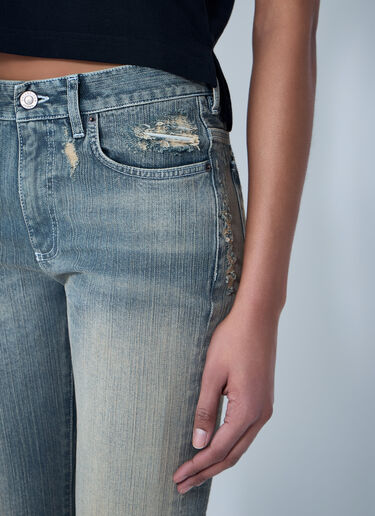 Balenciaga Cropped Distressed Denim Jeans Blue bal0263013