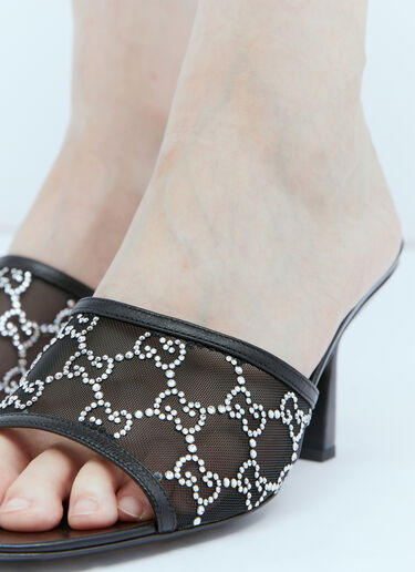 Gucci GG Crystal Embellished Heeled Sandals Black guc0253120
