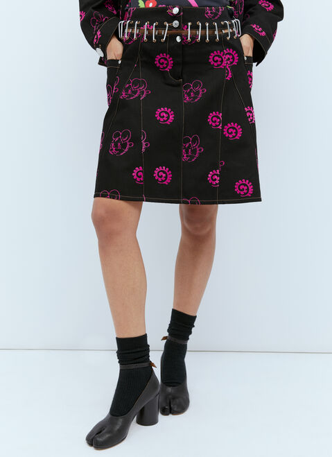 Chopova Lowena Nosebutter Flocked Skirt Black cho0254006