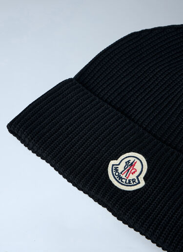 Logo Motif Beanie Hat Moncler Logo Motif Beanie Hat Black mon0163031