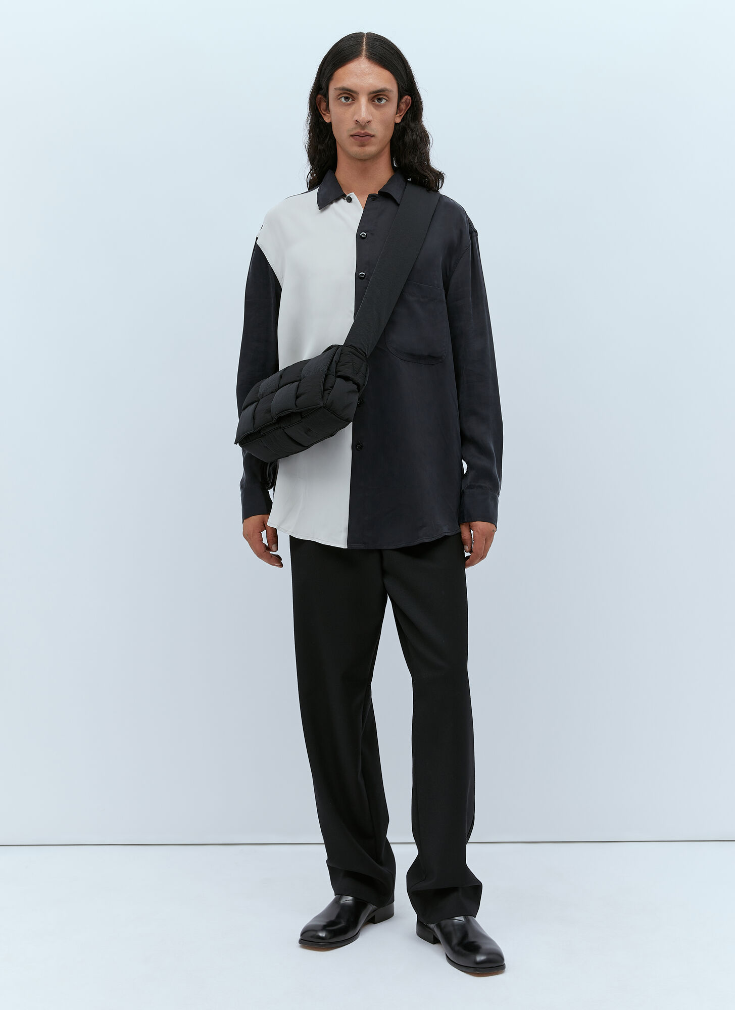 Song For The Mute Oversized Colour Block Shirt In Black