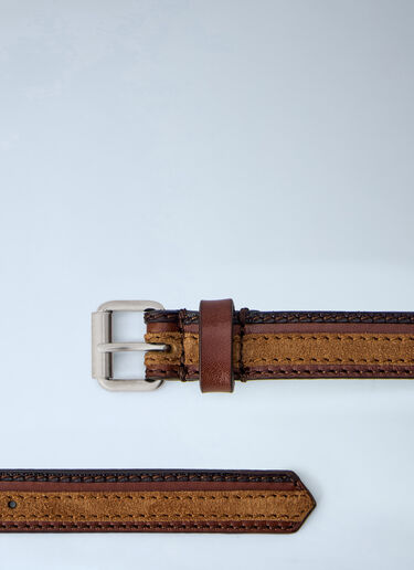 LN-CC® - Dries Van Noten: Textured Leather Belt - Brown Dries Van Noten Textured Leather Belt Brown dvn0165035