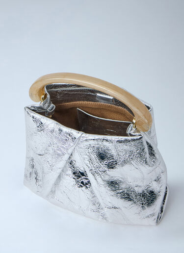 Dries Van Noten Metallic Structured Handbag Silver dvn0263017