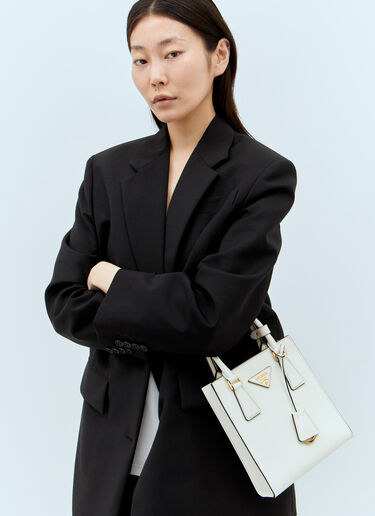 Prada Saffiano Leather Handbag White pra0256062