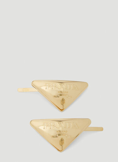 Prada Set of Two Triangle Hair Slides Gold pra0251024