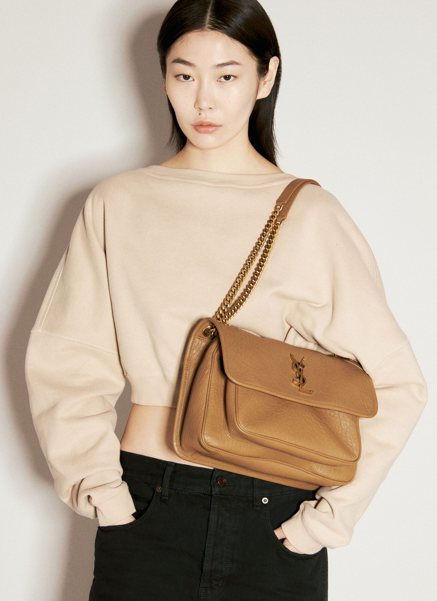 Shop Saint Laurent Medium Niki Shoulder Bag In Brown