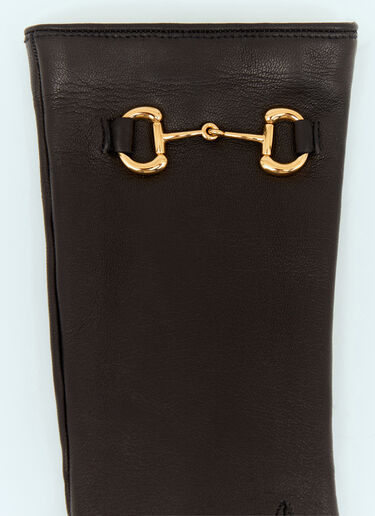Gucci Leather Horsebit Gloves Black guc0257067