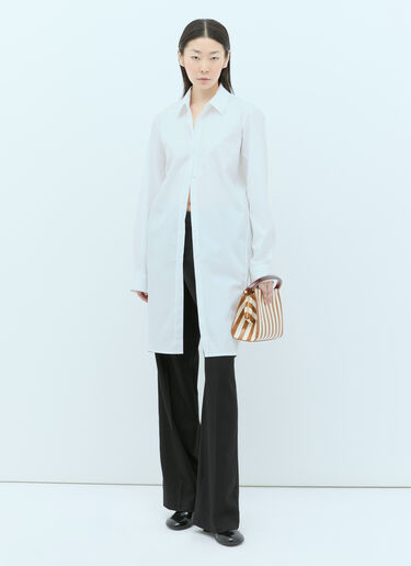 Dries Van Noten 스트라이프 가죽 핸드백 브라운 dvn0255009