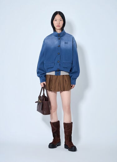 LN-CC® - Miu Miu: Old Washed Twill Blouson Jacket - Blue Miu Miu Old Washed Twill Blouson Jacket Blue miu0265009