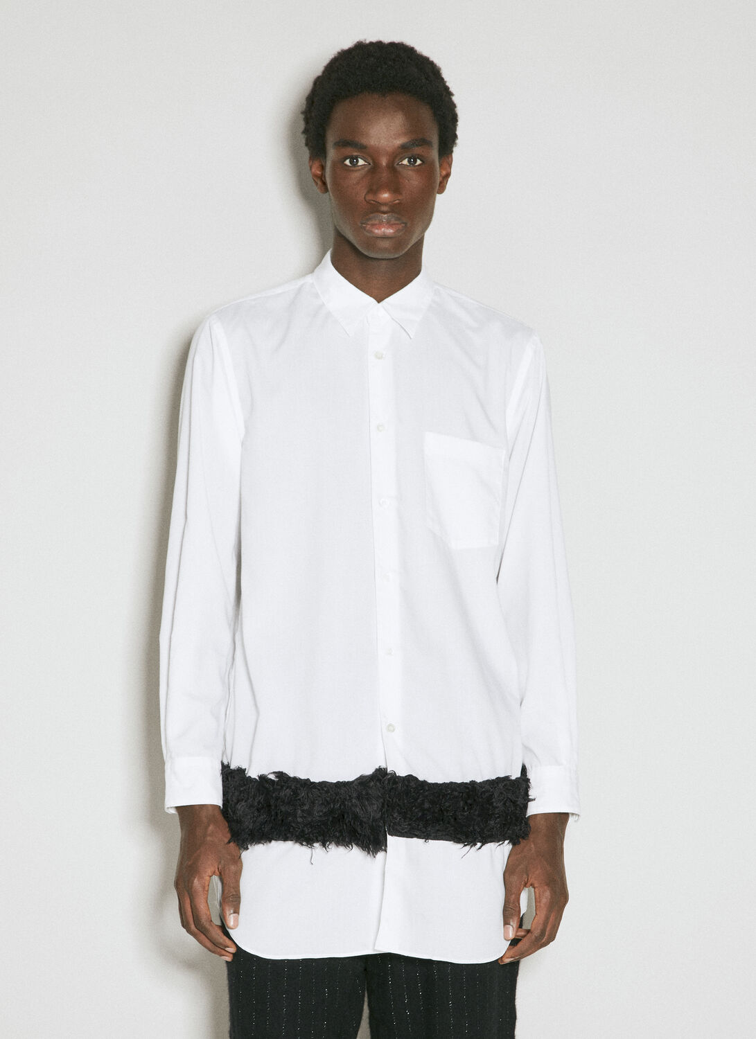 Shop Comme Des Garçons Homme Deux Faux-fur Hem Shirt In White
