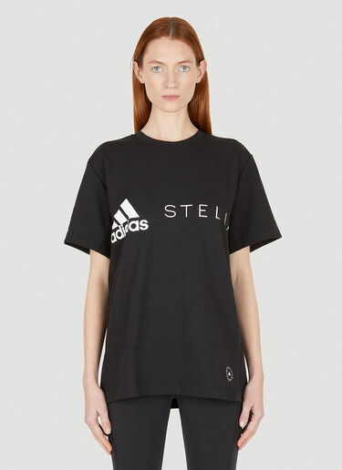adidas by Stella McCartney 클래식 로고 프린트 티셔츠 블랙 asm0247003