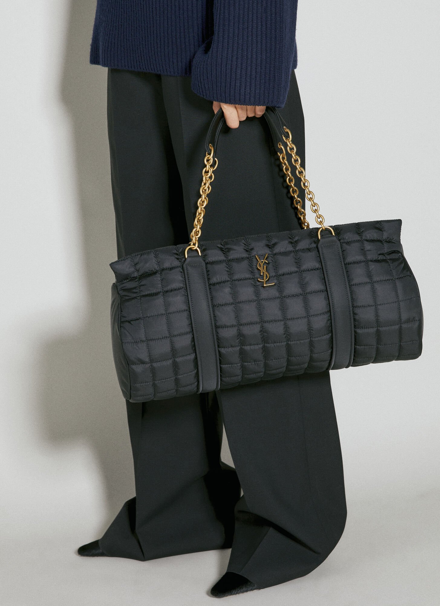 Shop Saint Laurent Gloria Quilted Shoulder Bag In Black