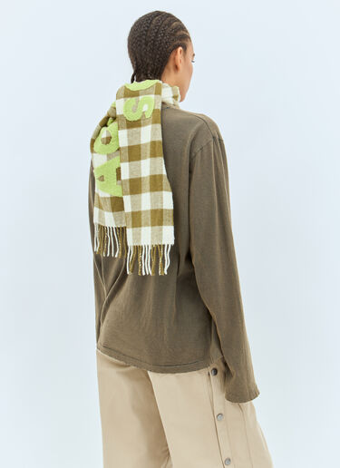 Acne Studios Narrow Check Logo Scarf Green acn0258021