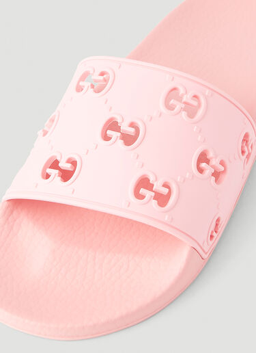Gucci GG Cut-Out Rubber Slides Pink guc0245107