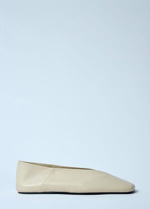 Jil Sander Leather Ballerina Flats Beige jil0259019