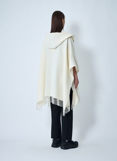 Belted Fringe Cape Moncler Belted Fringe Cape White mon0262020
