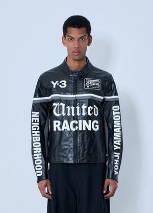 Y-3 X NBHD Racing-Inspired Leather Jacket Black ynb0162013