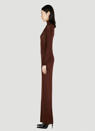 Saint Laurent High Neck Dress Brown sla0252003