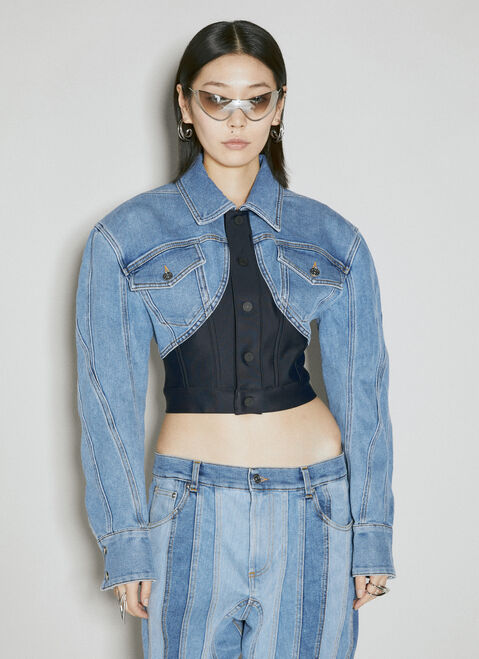 Gucci Cropped Denim Jacket Blue guc0255035