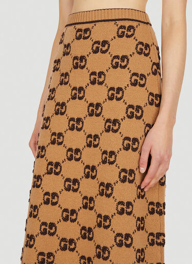 Gucci Logo Jacquard Skirt Camel guc0251036
