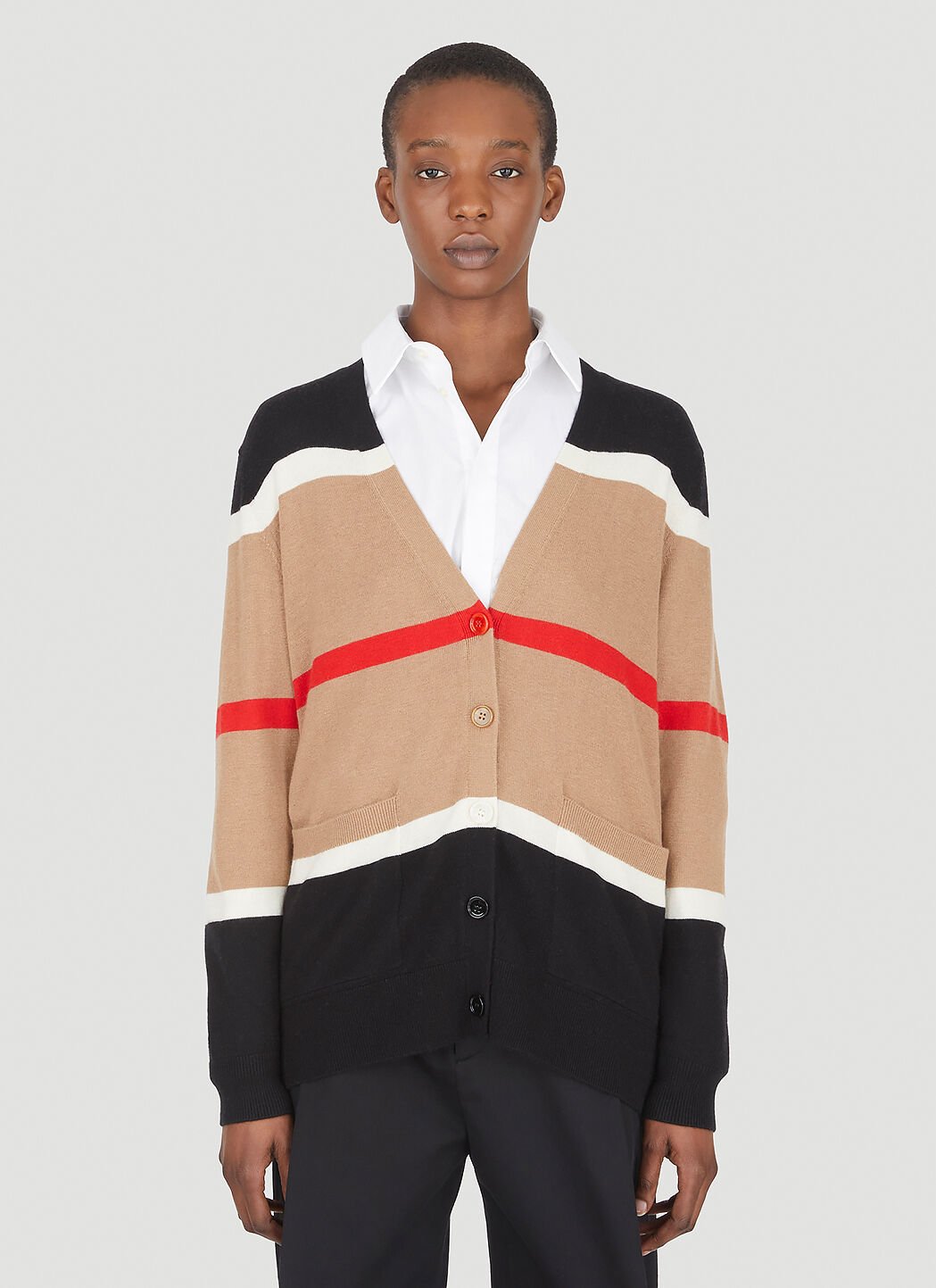 Burberry Phillipa Icon Stripe Cardigan in Camel LN CC