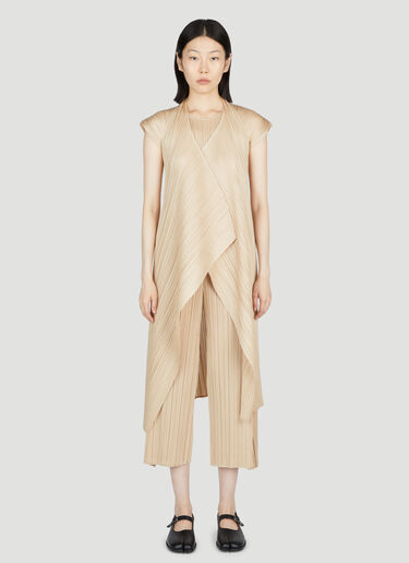 Pleats Please Issey Miyake Waterfall Plissé Vest Beige plp0253024